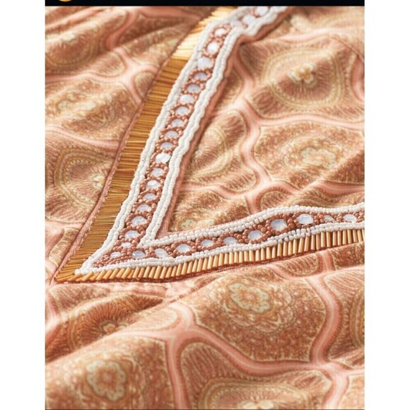 Soft Surroundings Lillia Beaded V Neck Tunic Top 2X 3/4 Sleeves Medallion Print - Picture 2 of 12